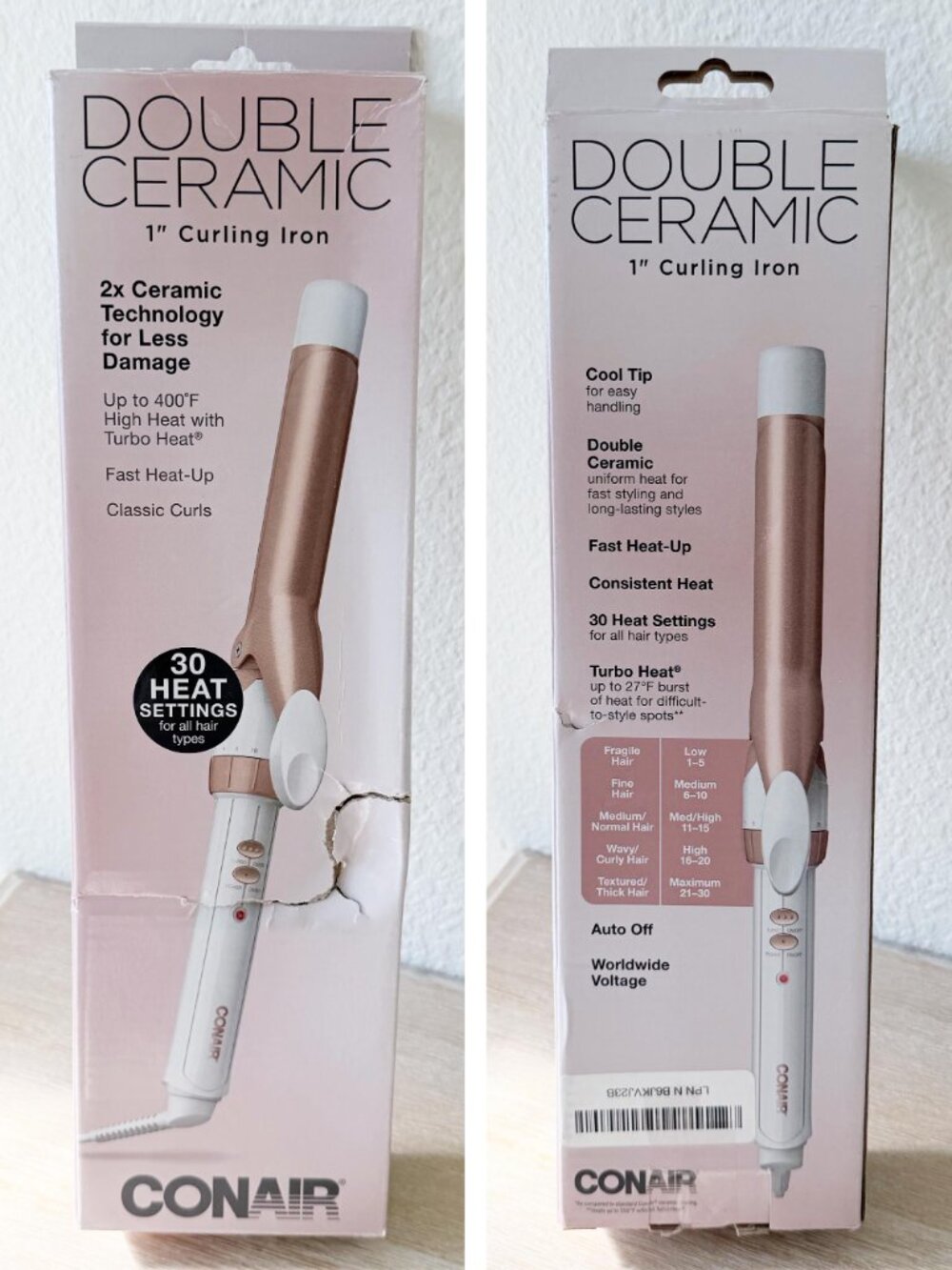 Conair Double Ceramic 1" Curling Iron 30 Heat Settings NEW OPEN BOX TESTED - Picture 7 of 7
